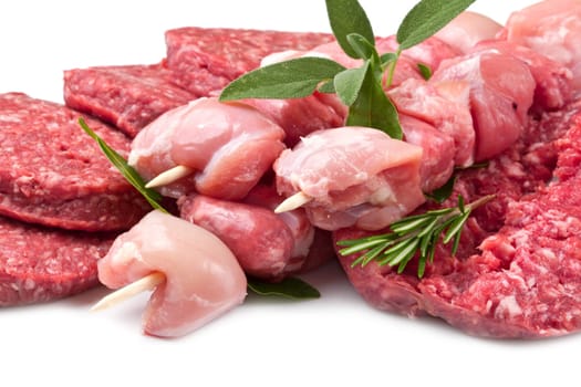 Ingredient's of fresh meat ready to cook on barbecue