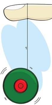 Cartoon illustration showing a finger and a yo-yo spinning