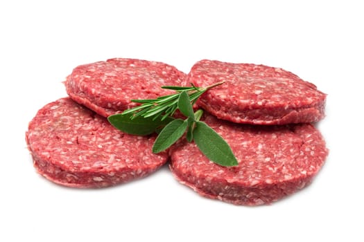 raw hamburger isolated on white background