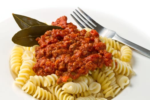 pasta with bolognese sauce with tomatoes and meat