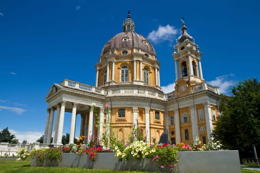The baroque Basilica di Superga church on the Turin hill, Italy