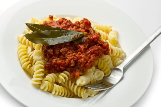 pasta with bolognese sauce with tomatoes and meat