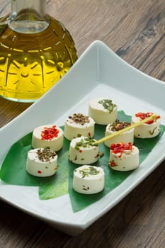 cheese with spices  on wooden background