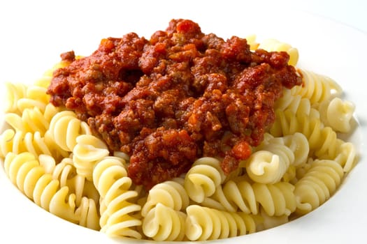 pasta with bolognese sauce with tomatoes and meat