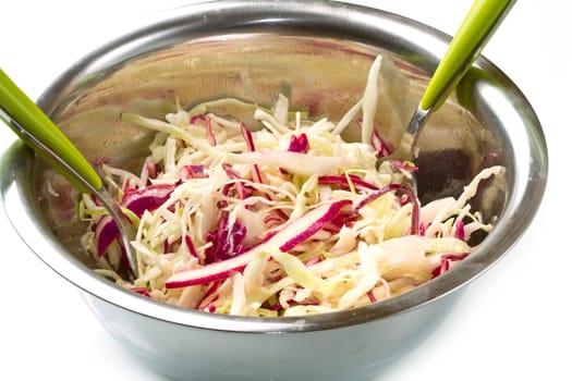 A  bowl with traditional  sauerkraut