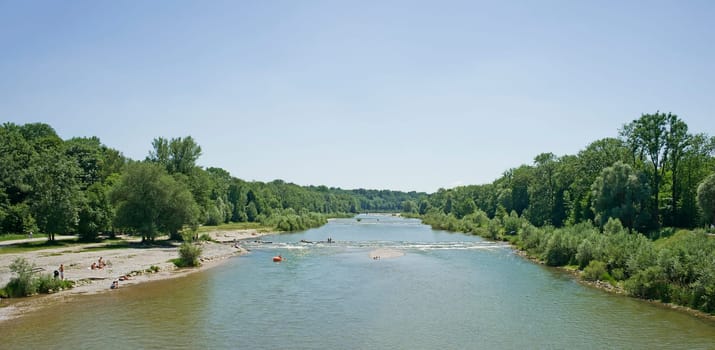 The Isar near Thalkirchen in Munich in Bavaria