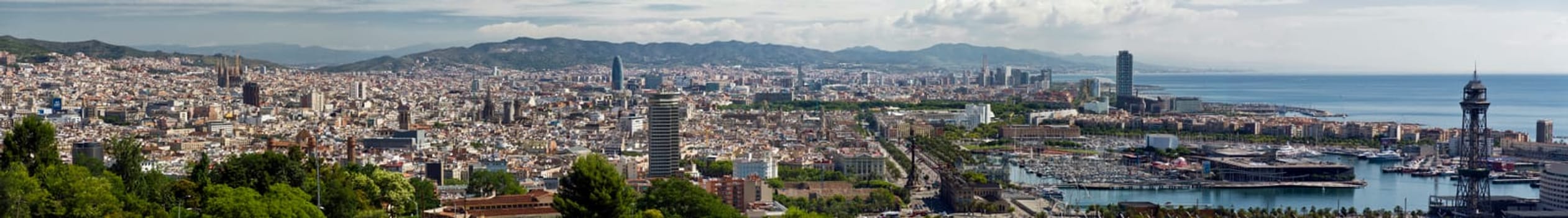 Great view of the city of Barcelona Spain, from Montjuic