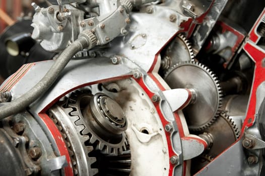 precision mechanics inside a vintage aircraft engine