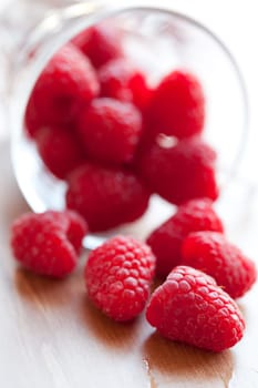 Close-up of delicious fresh raspberries. Studio shot.