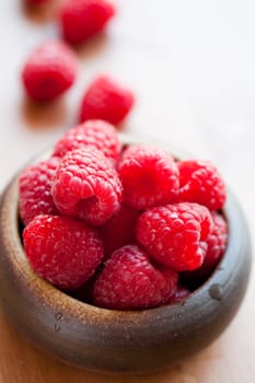 Close-up of delicious fresh raspberries. Studio shot.