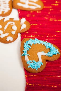 Decorated Christmas gingerbread. Studio shot.