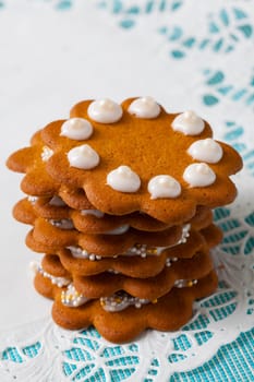 Decorated gingerbread cookies for Christmas. Studio shot.