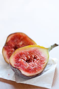 Delicious, fresh and ripe fig halves. Studio shot.