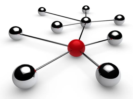 3d, red, chrome, ball, network, communication, white