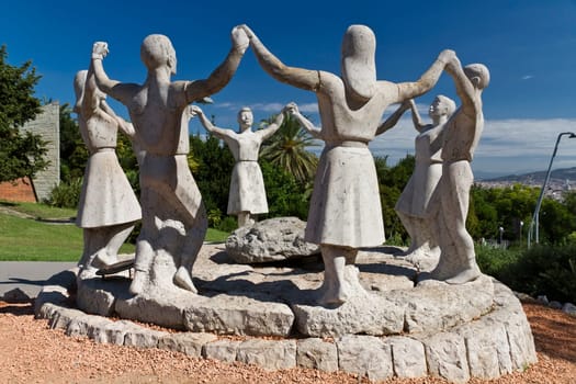 Monument to the Sardana, Barcelona Spain on the mountain of Montjuic