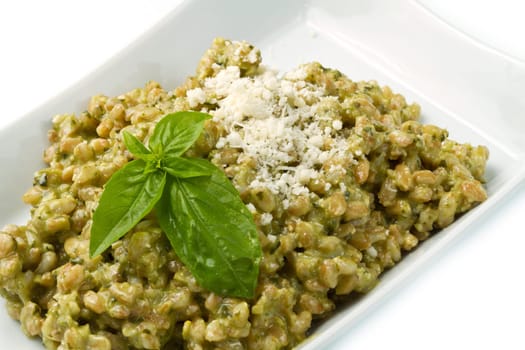 spelled salad with fresh pesto