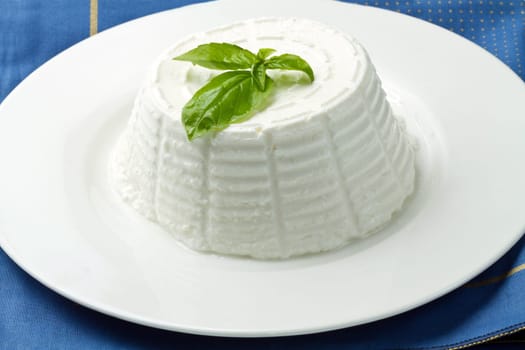 fresh ricotta with basil leaf
