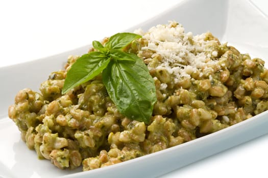 spelled salad with fresh pesto