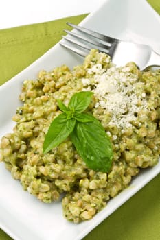 spelled salad with fresh pesto