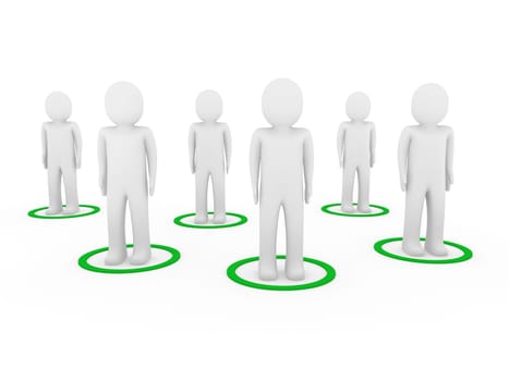 3d men teamwork network community team green