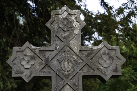 Grave cross with butterfly