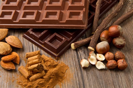 different kind of chocolate with ingredients