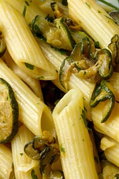 pasta with fresh zucchini and parsley