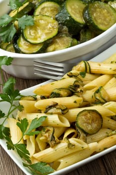 pasta with fresh zucchini and parsley