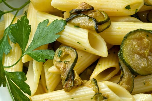 pasta with fresh zucchini and parsley