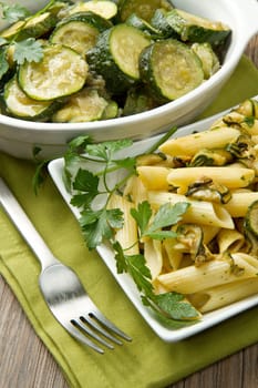 pasta with fresh zucchini and parsley