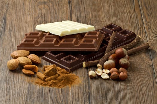 different kind of chocolate with ingredients
