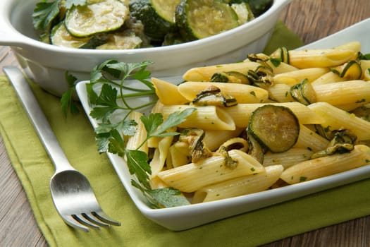 pasta with fresh zucchini and parsley