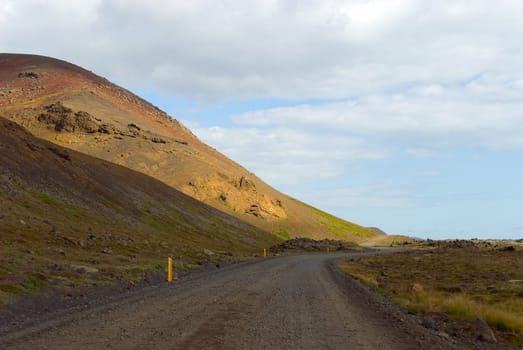 icelandic dirt road in a landscape