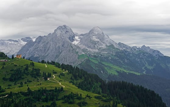 View of the Schachen in the Bavarian Alps