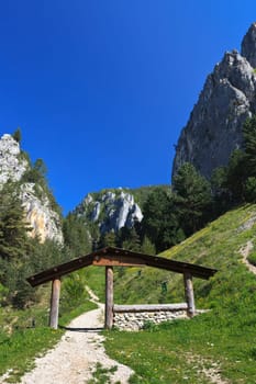 gate at the entrance in Sugau Gorge, Romania