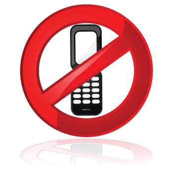 Illustration showing a sign stating that cell phones are not allowed