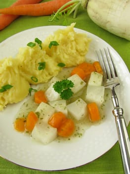Radish vegetables with mashed potatoes