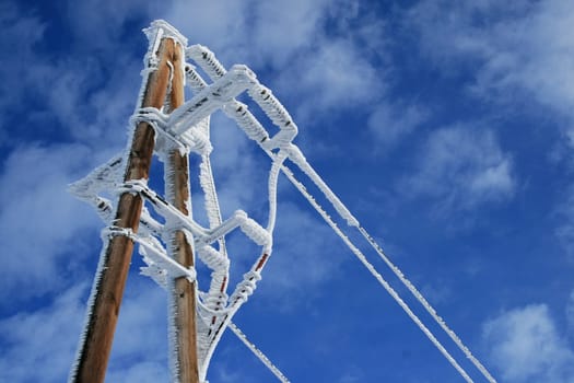 Electricity pylons in winter