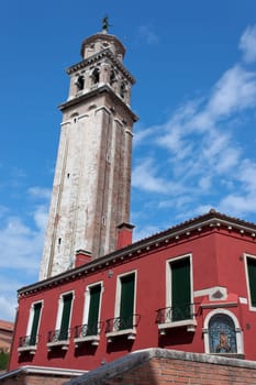 House and Bell tower in Venice - Italy