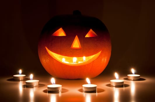 Halloween lantern and candles