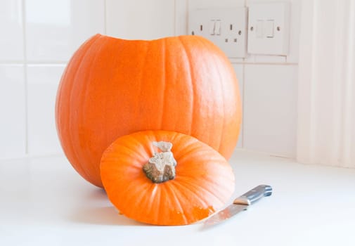 Preparing a Halloween lantern