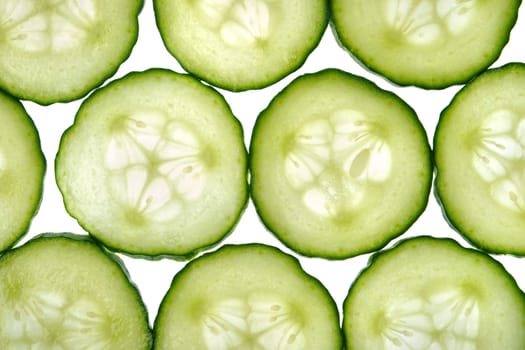 Sliced cucumber on isolated a white background
