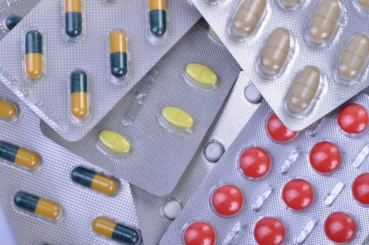 Many tablets of drugs and pills.