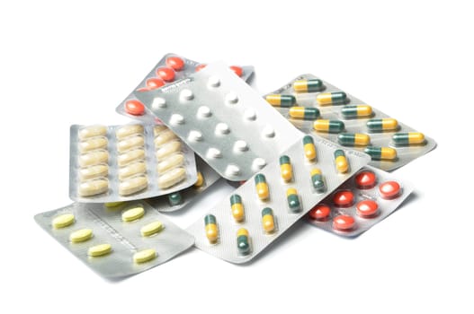diffrent types of drugs isolated on white background