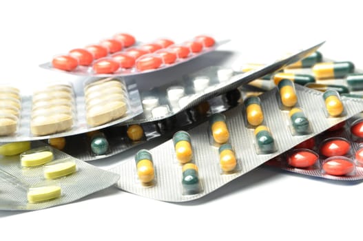 diffrent types of drugs isolated on white background