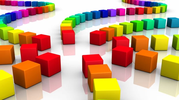 Colorful 3D Cube Spiral 01