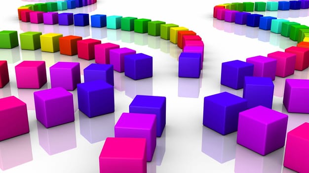 Colorful cubes against white background
