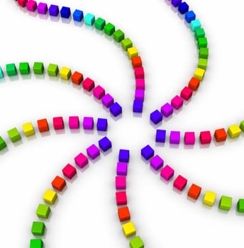 3D Cube - Rainbow Swirl 07