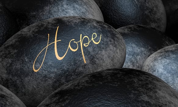 Black Stones with Text - Hope