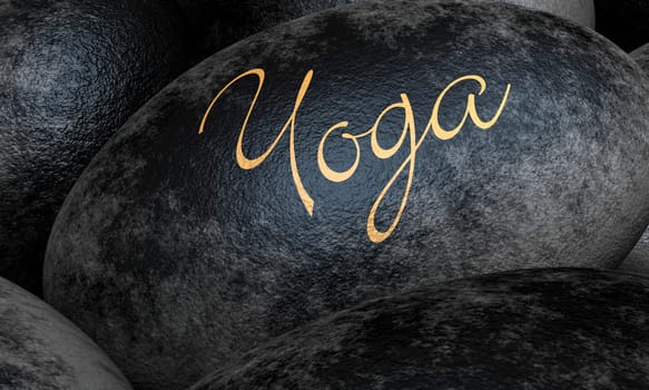 Black Stones with Text - Yoga